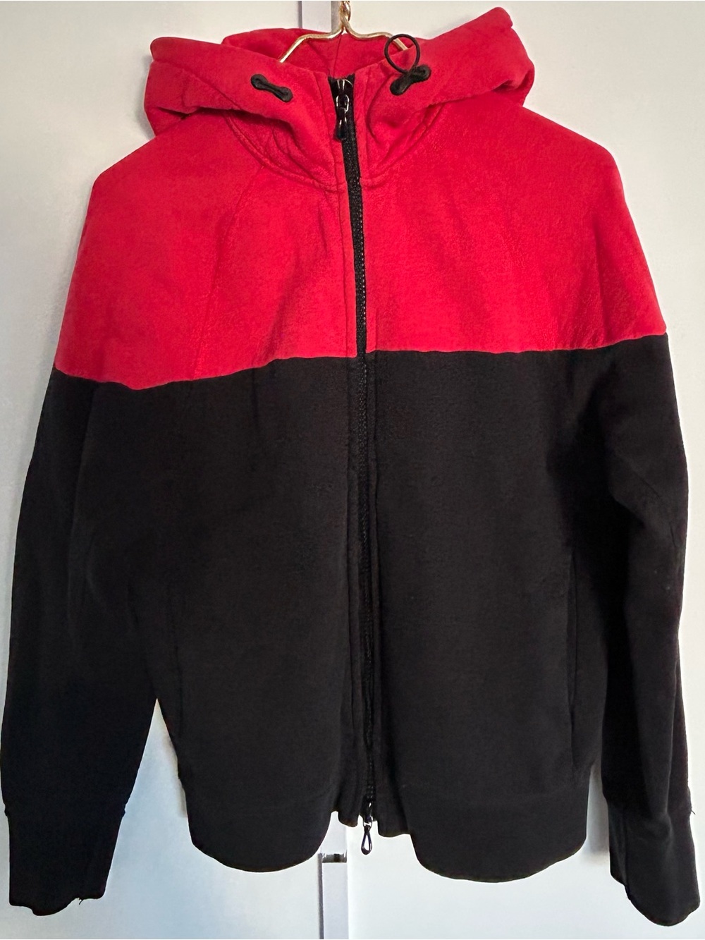 rag & bone Men’s Red and Black Colorblock Zip Hoodie